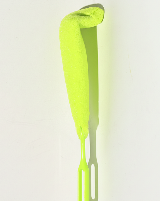 Memory foam bottle brush detail views showing expandable cleaning head