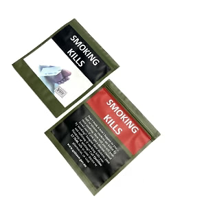 Two smoking cessation pouches with text on a white background