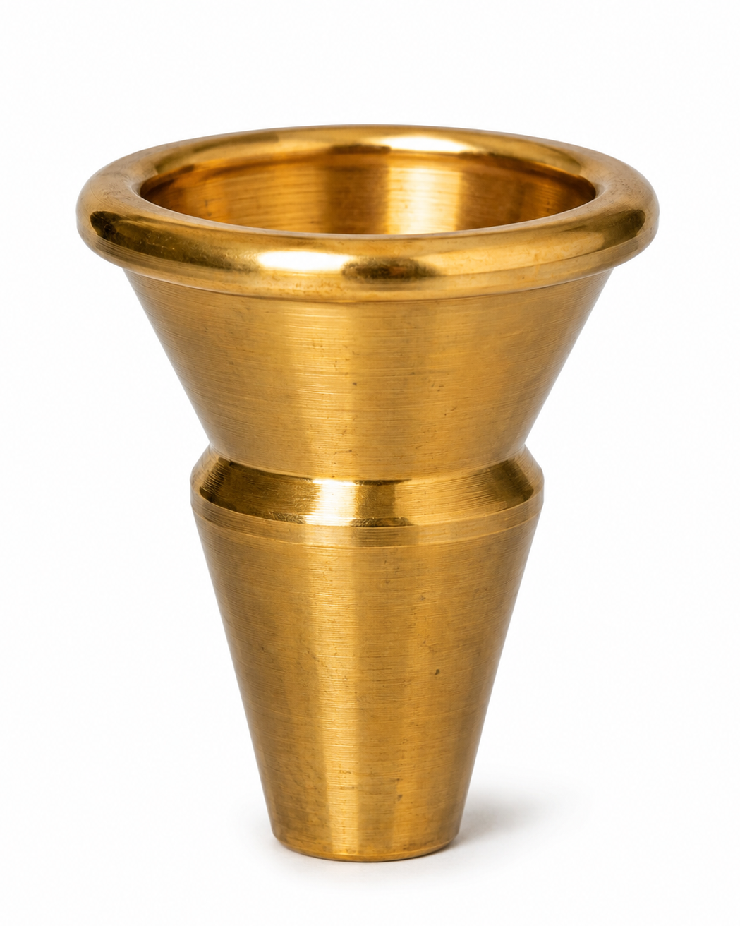 Brass funnel on a white background