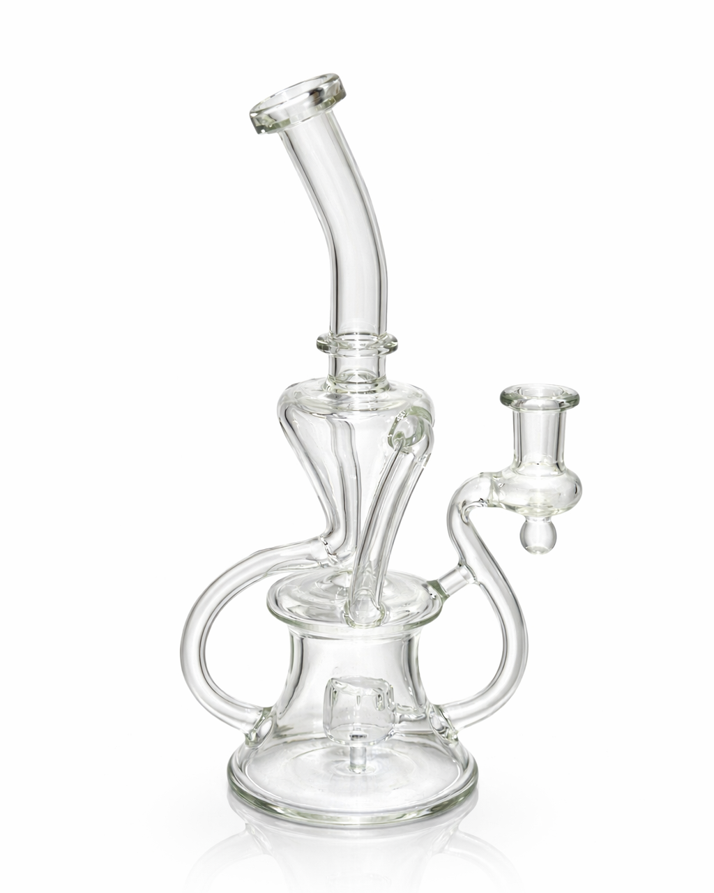Clear glass water pipe on a white background