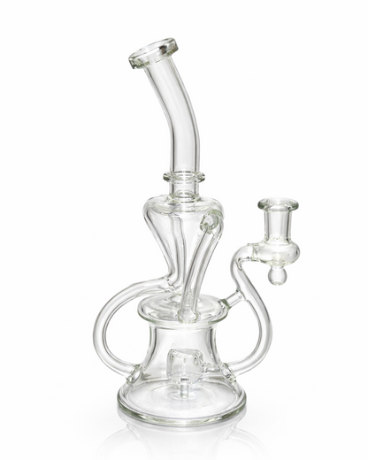 Clear glass water pipe on a white background