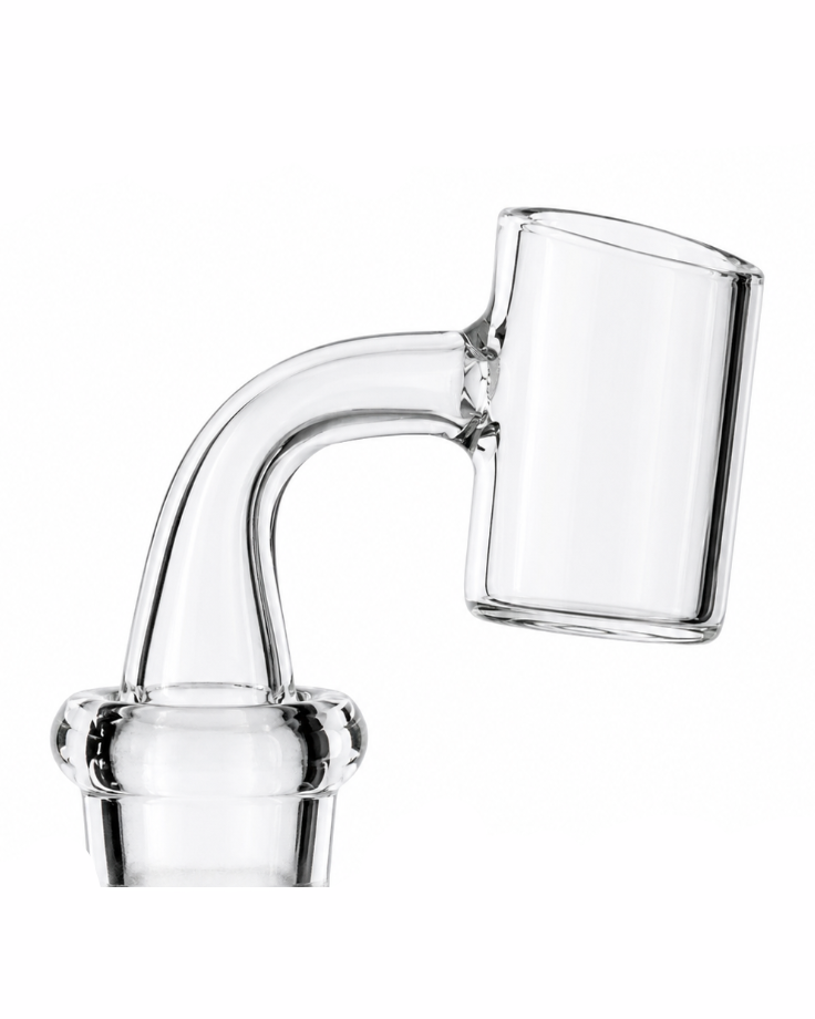 Clear glass smoking accessory on a white background