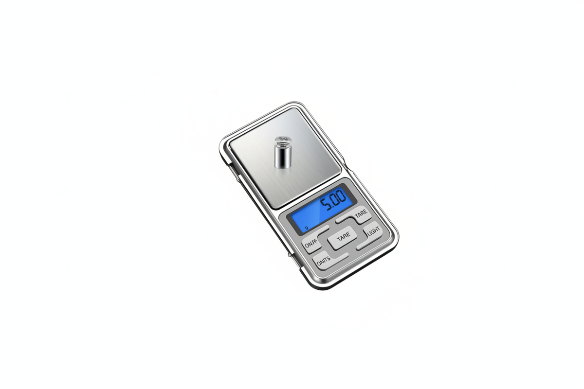 Clean pocket scale - angled view
