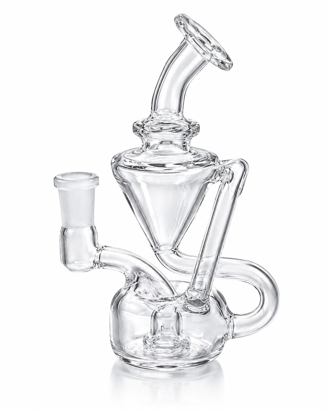 Clear glass water pipe on a white background